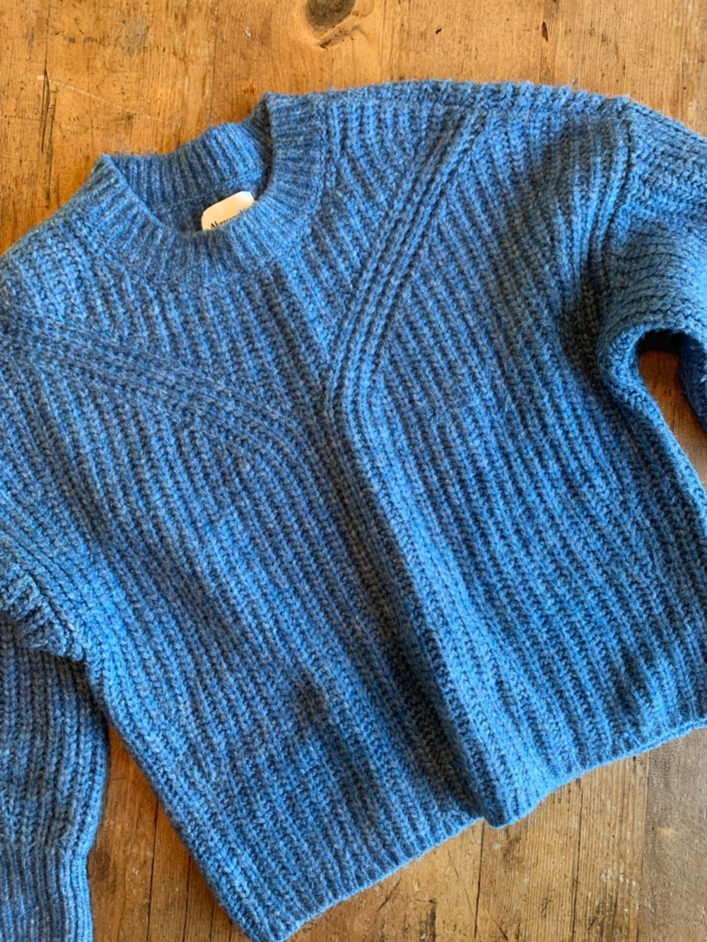 Abercrombie & Fitch Heather Blue Ribbed Crewneck Sweater